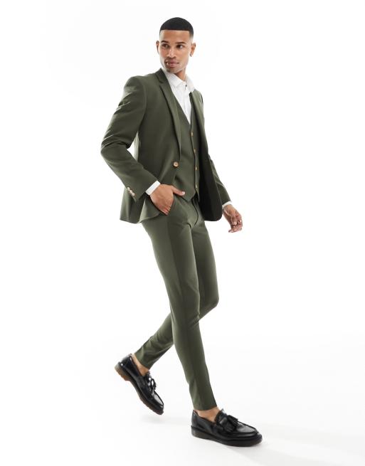 ASOS DESIGN - Superskinny colbert in kaki