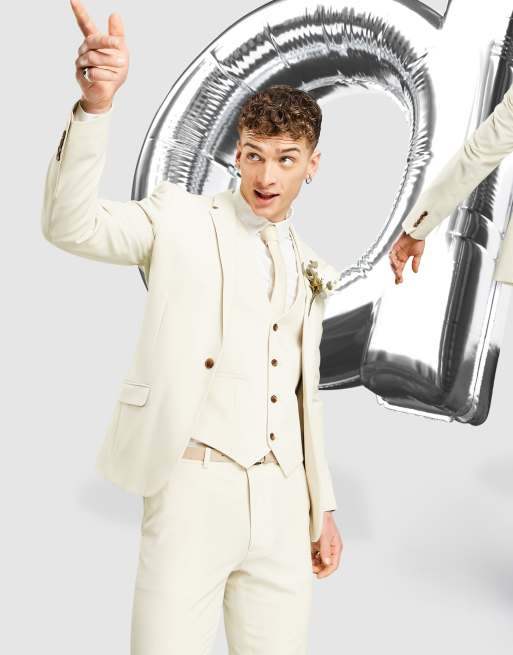 ASOS DESIGN - Superskinny colbert in kiezelkleur