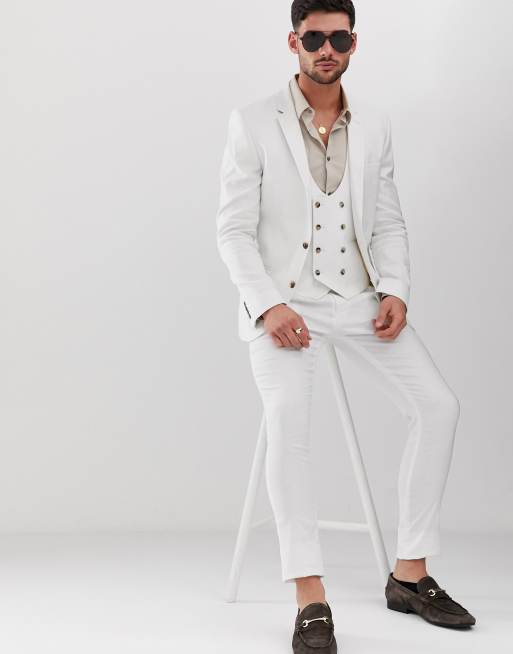 ASOS DESIGN - Superskinny colbert in wit linnen, 4 van 4