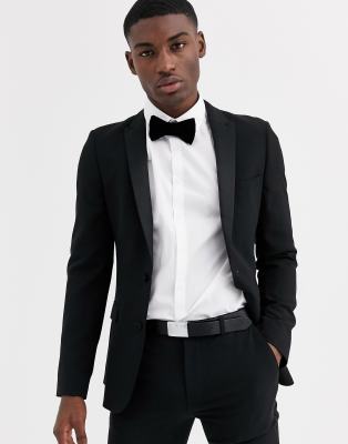 ASOS DESIGN super skinny tuxedo jacket in black Black