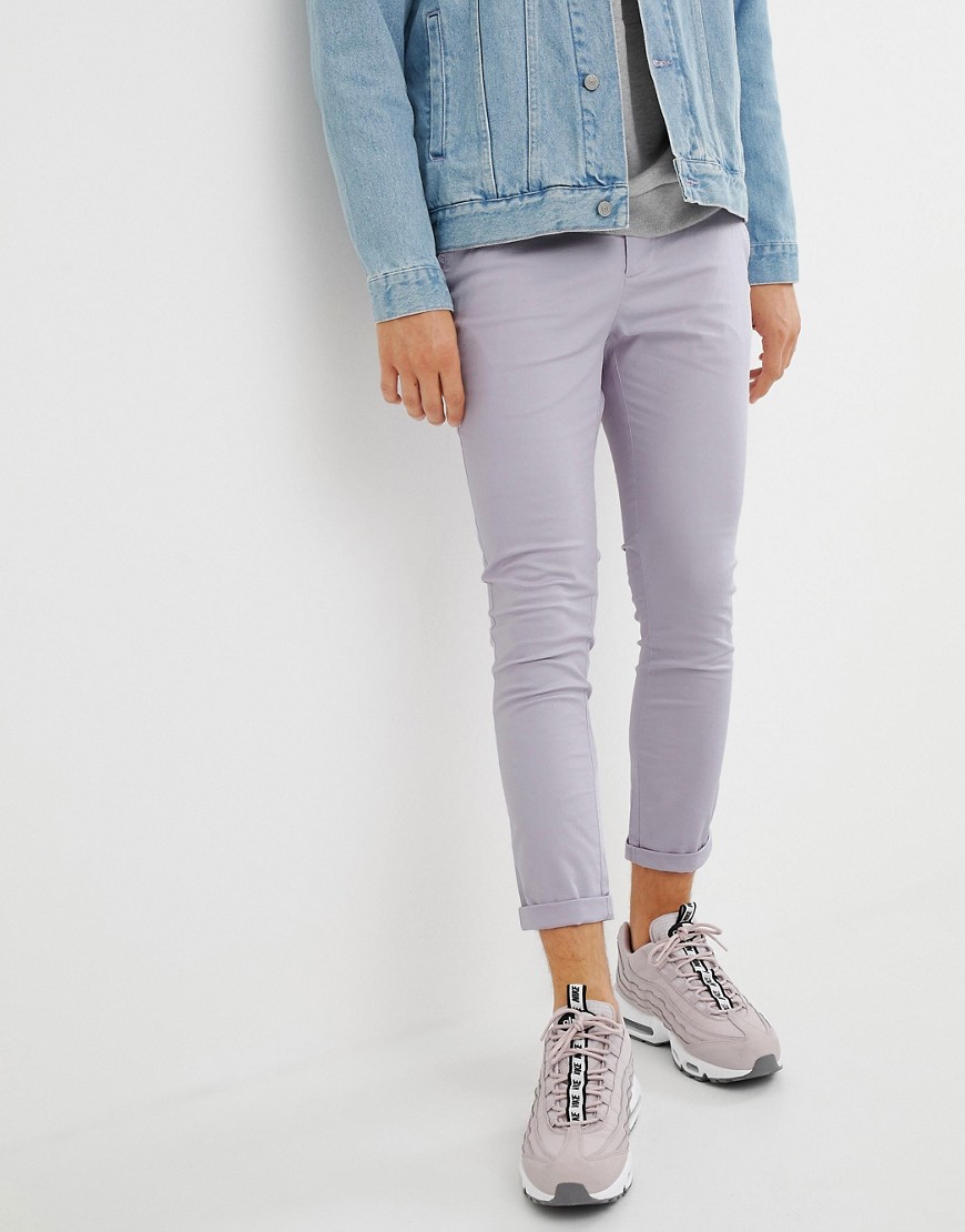 ASOS DESIGN - Superskinny cropped chino in pastel paars
