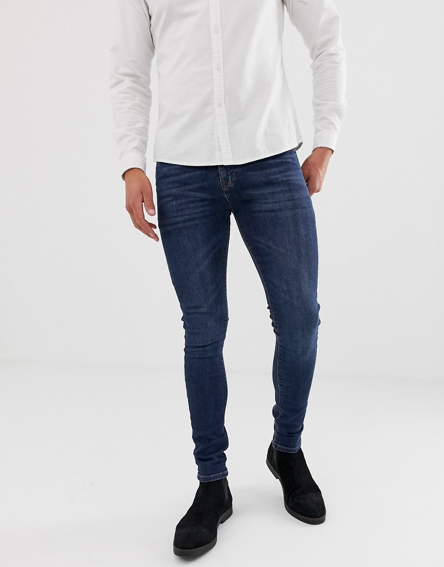 ASOS DESIGN – Superskinny jeans i mörktvätt-Blå