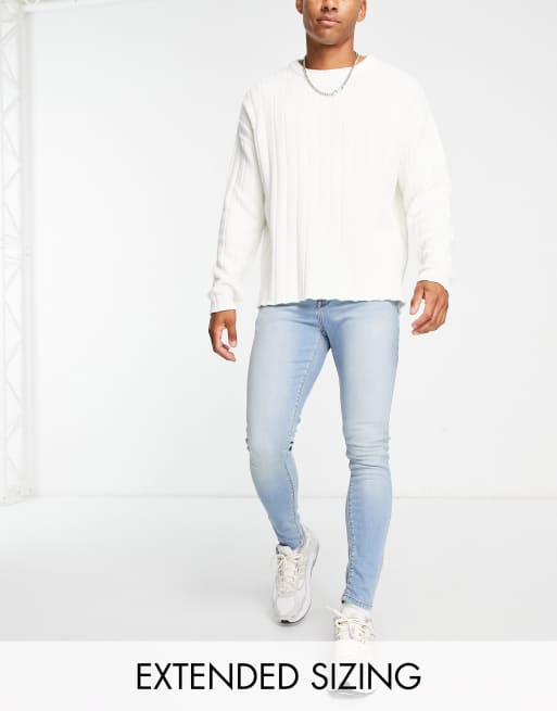 ASOS DESIGN - Superskinny jeans met powerstretch in lichtblauwe wassing