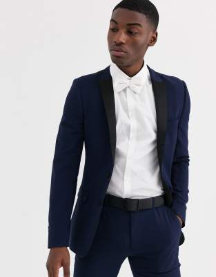 ASOS DESIGN super skinny tuxedo jacket in navy Navy