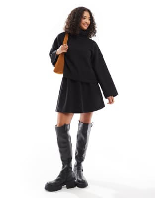 Asos Design Supersoft 2 In 1 Double Layer Mini Dress In Black