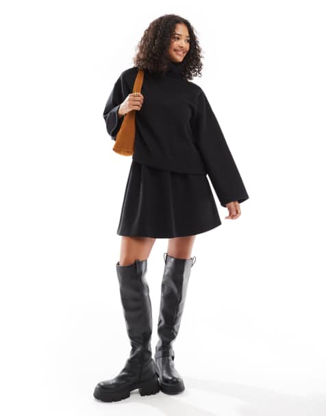 ASOS DESIGN supersoft 2 in 1 double layer mini dress in black - view 1