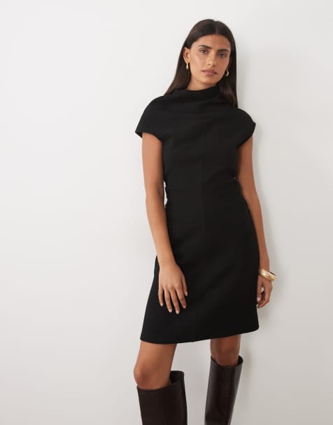 ASOS DESIGN supersoft asym draped mini dress in black - view 1