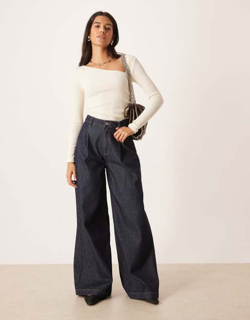 ASOS DESIGN Supersoft asymmetric neck waist detail long sleeve top in white, 2 of 4
