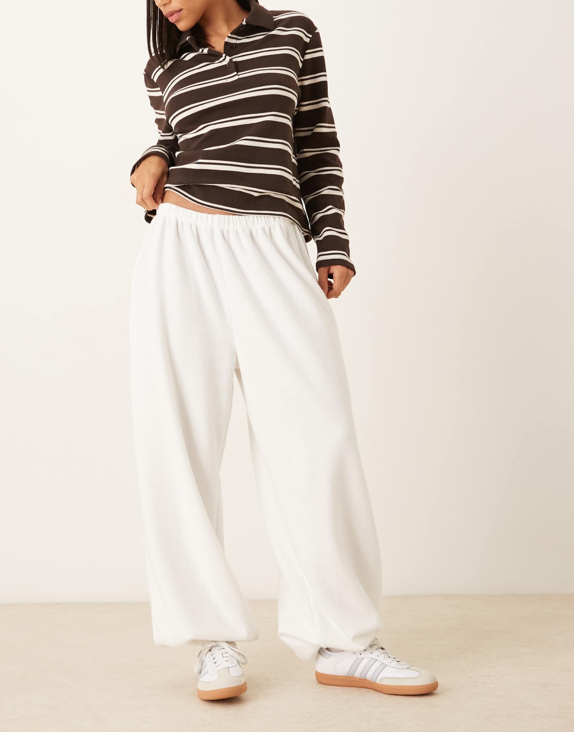 asos design supersoft balloon leg pants in winter white