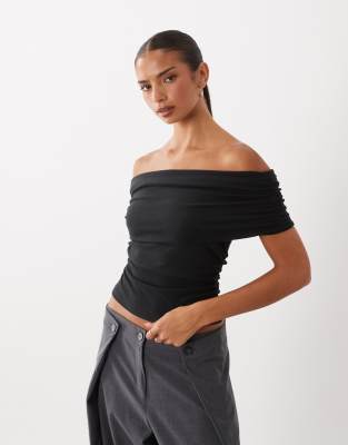 Asos Design Supersoft Bardot Top In Black