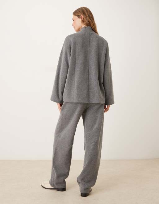 ASOS DESIGN Supersoft barrel leg sweatpants in charcoal heather - part of a set, 4 of 5