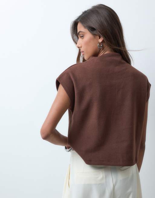 ASOS DESIGN supersoft boxig kort topp i chokladbrun, 4 av 5
