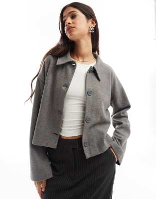 ASOS DESIGN supersoft boxy cardigan in charcoal-Grey