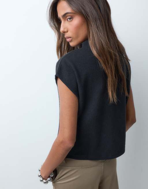 ASOS DESIGN supersoft boxy crop top in black, 3 of 5