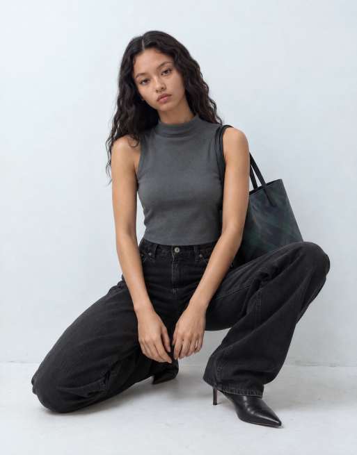 ASOS DESIGN supersoft boxy crop top in charcoal, 7 of 9