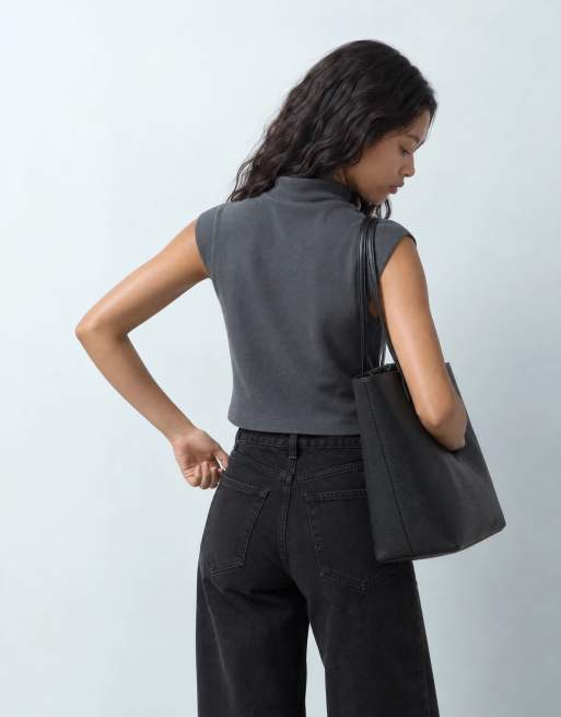 ASOS DESIGN supersoft boxy crop top in charcoal, 8 of 9
