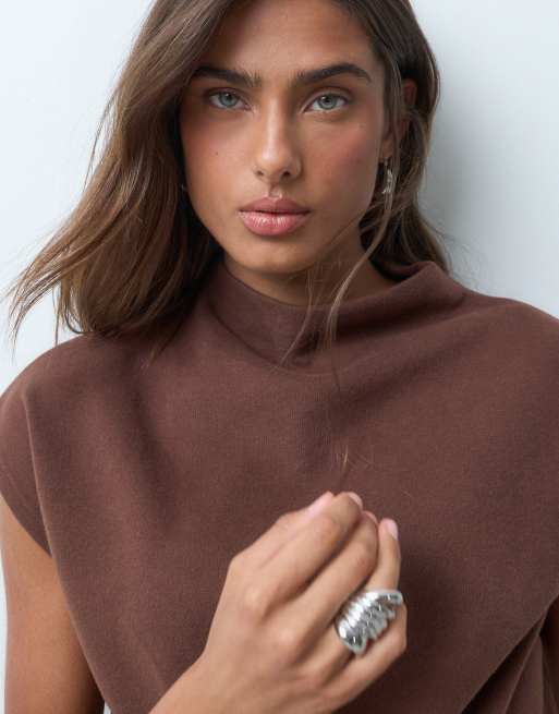 ASOS DESIGN supersoft boxy crop top in chocolate, 3 of 5