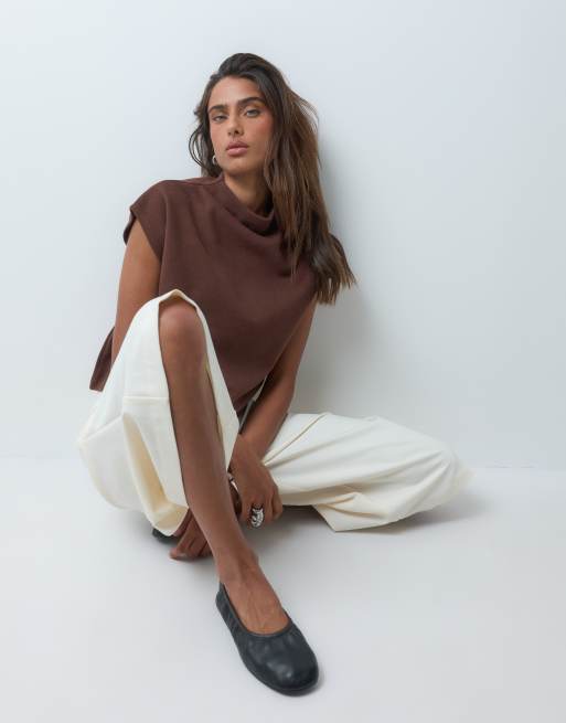 ASOS DESIGN supersoft boxy crop top in chocolate, 5 of 5