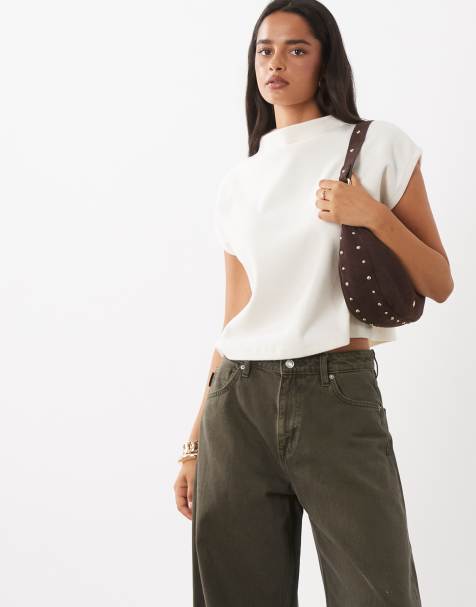 ASOS DESIGN supersoft boxy crop top in neutral - view 1