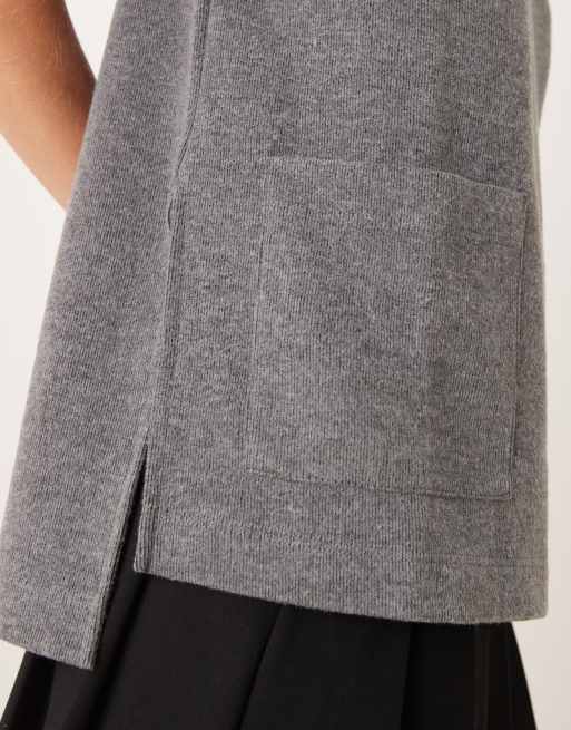 ASOS DESIGN supersoft boxy tank top with high neck in charcoal marl, 4 of 4