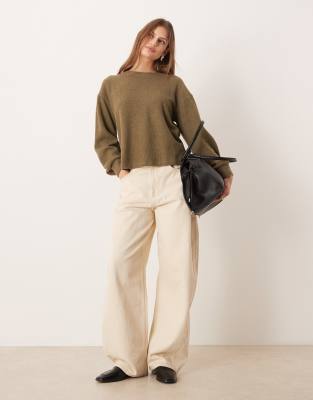 Asos Design Supersoft Brushed Cinched D-ring Detail Top In Green