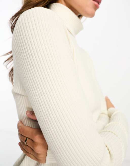 ASOS DESIGN supersoft brushed ribbed turtleneck in winter white ASOS