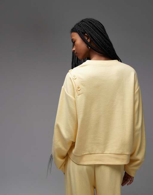 ASOS DESIGN supersoft button shoulder detailing sweatshirt, 4 of 4