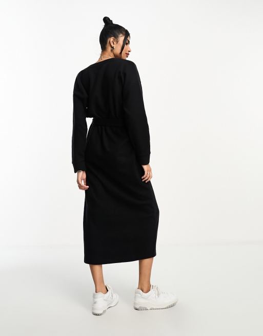 Belted asymmetric hem on sale maxi dress and cardigan