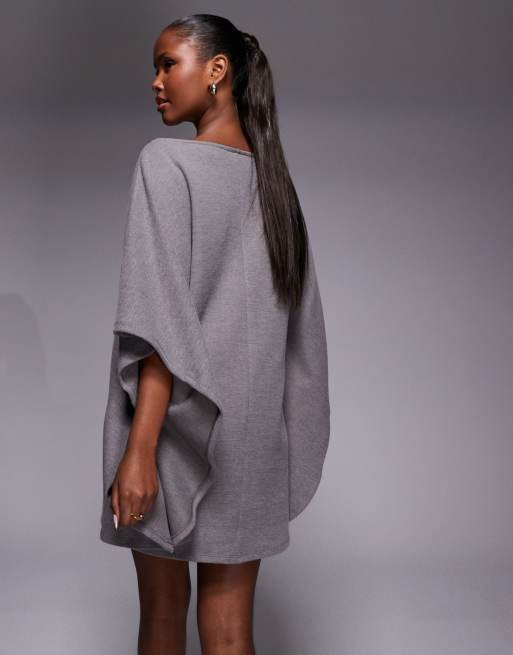ASOS DESIGN supersoft cape mini dress in grey, 4 of 4