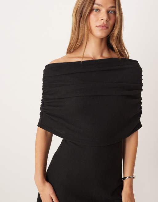 ASOS DESIGN supersoft cape overlay mini dress in black