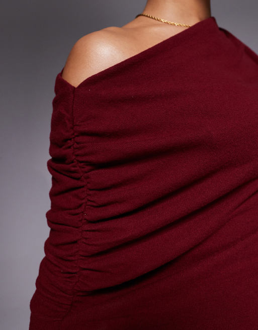 ASOS DESIGN cape overlay mini dress in burgundy