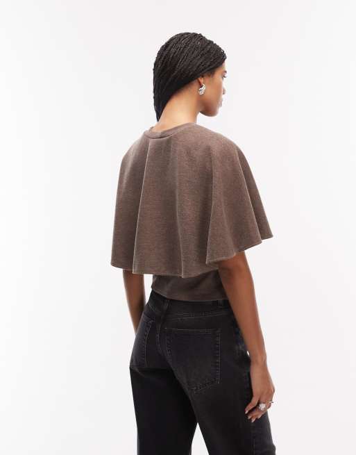 ASOS DESIGN supersoft cape top in mocha, 4 of 4