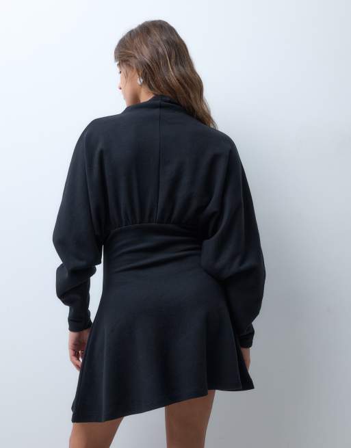 ASOS DESIGN supersoft cinched waist mini dress in black, 4 of 4