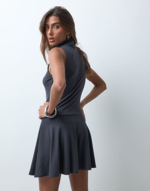 ASOS DESIGN supersoft circle mini dress in charcoal, 5 of 5