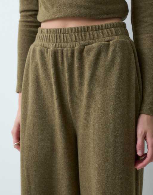 ASOS DESIGN supersoft co-ord broek met wijde pijpen in kaki, 3 van 5