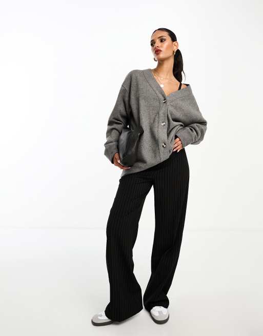 ASOS DESIGN supersoft co ord long line cardigan in charcoal marl GREY
