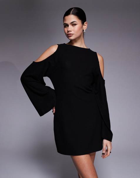 ASOS DESIGN supersoft cold shoulder mini dress in black