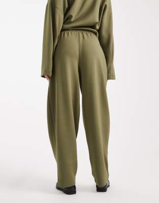 Asos Design Supersoft Cupro Barrel Leg Sweatpants With Seam Details In Green