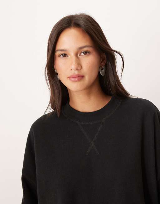 ASOS DESIGN Supersoft curved hem boxy t-shirt in black - BLACK, 4 of 4
