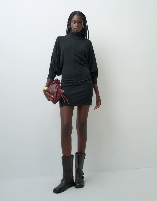 asos black dress mini DESIGN supersoft drape batwing in Material:Polyester Whimsical Blossom Lace Dress Size:UK8/US4 Crafted from a soft