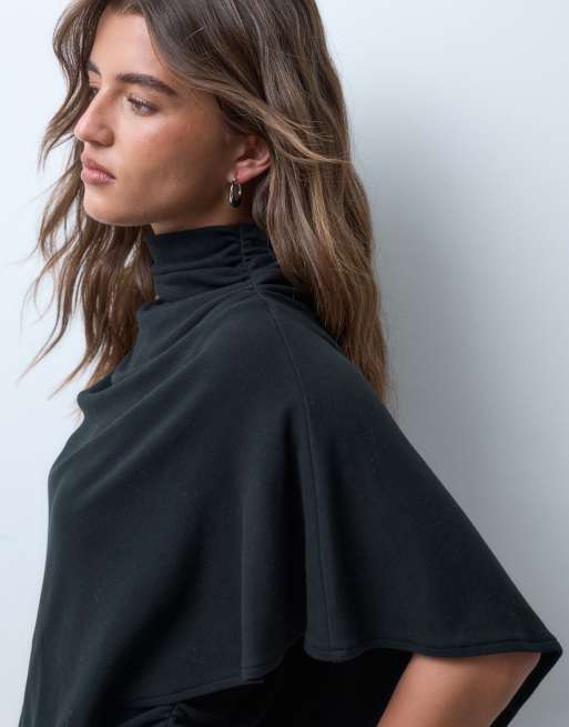 ASOS DESIGN supersoft drape cape top in black, 2 of 4