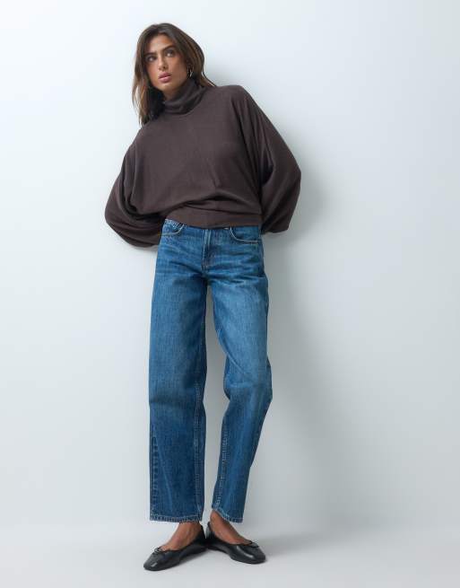 ASOS DESIGN supersoft drape funnel batwing top in brown, 2 of 5