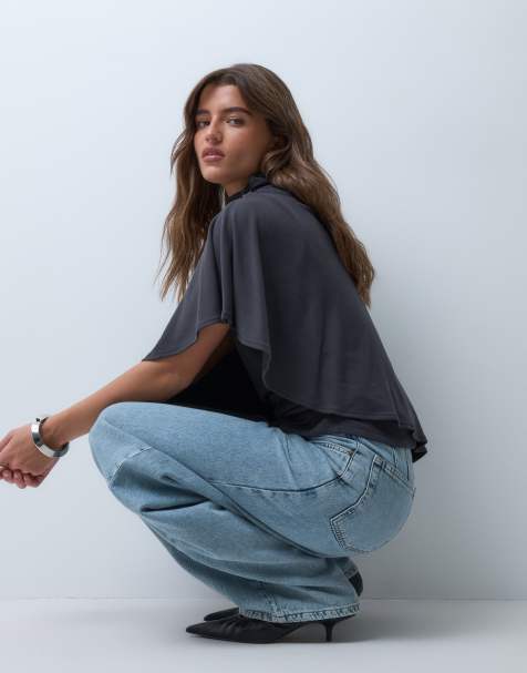 ASOS DESIGN supersoft draperad capetopp i kolgrått - view 1