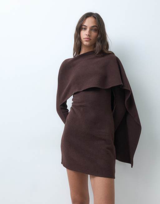 ASOS DESIGN supersoft elevated scarf mini dress in chocolate, 2 of 5