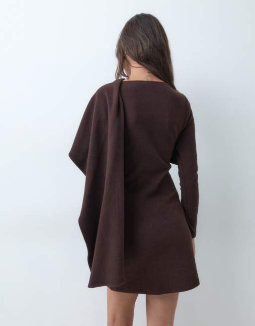 ASOS DESIGN supersoft elevated scarf mini dress in chocolate, 5 of 5