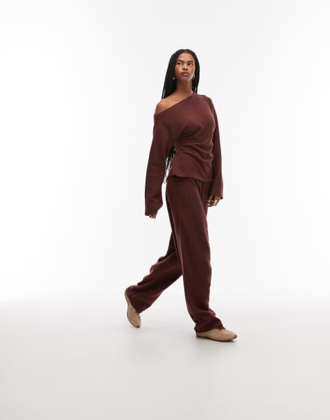 ASOS DESIGN supersoft extreme barrel leg jogger in chocolate