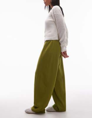 Asos Design Supersoft Extreme Barrel Leg Pants In Green