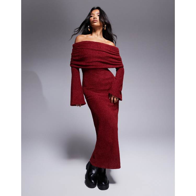 maroon lace prom dress Ball Gown Tulle Burgundy Lace Top Prom Dress with Long Sleeves main image 1