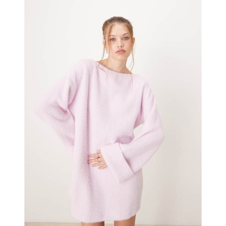 open lace back dress Kleine Pink Long Sleeve Knit Mini Dress main image 1