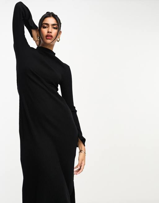 Asos black long sleeve dress best sale